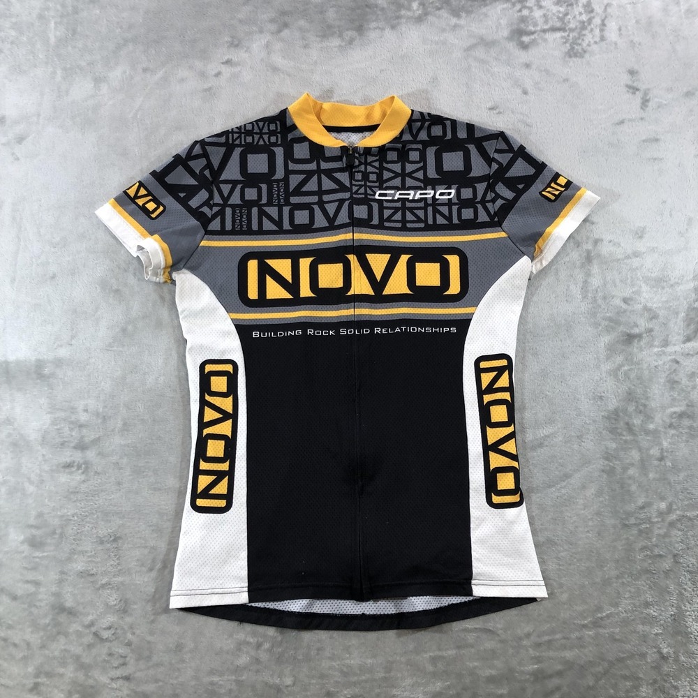 Capo Cycling Jersey Mens Medium Black Gray NOVO Full Zip Short Sleeve Bike Italy